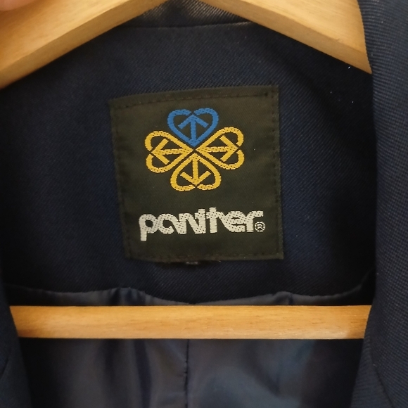 Panther 2 Piece Navy Blue Blazer Jacket & Matching Skirt Suit Set Skirtsuit XS - Picture 7 of 8